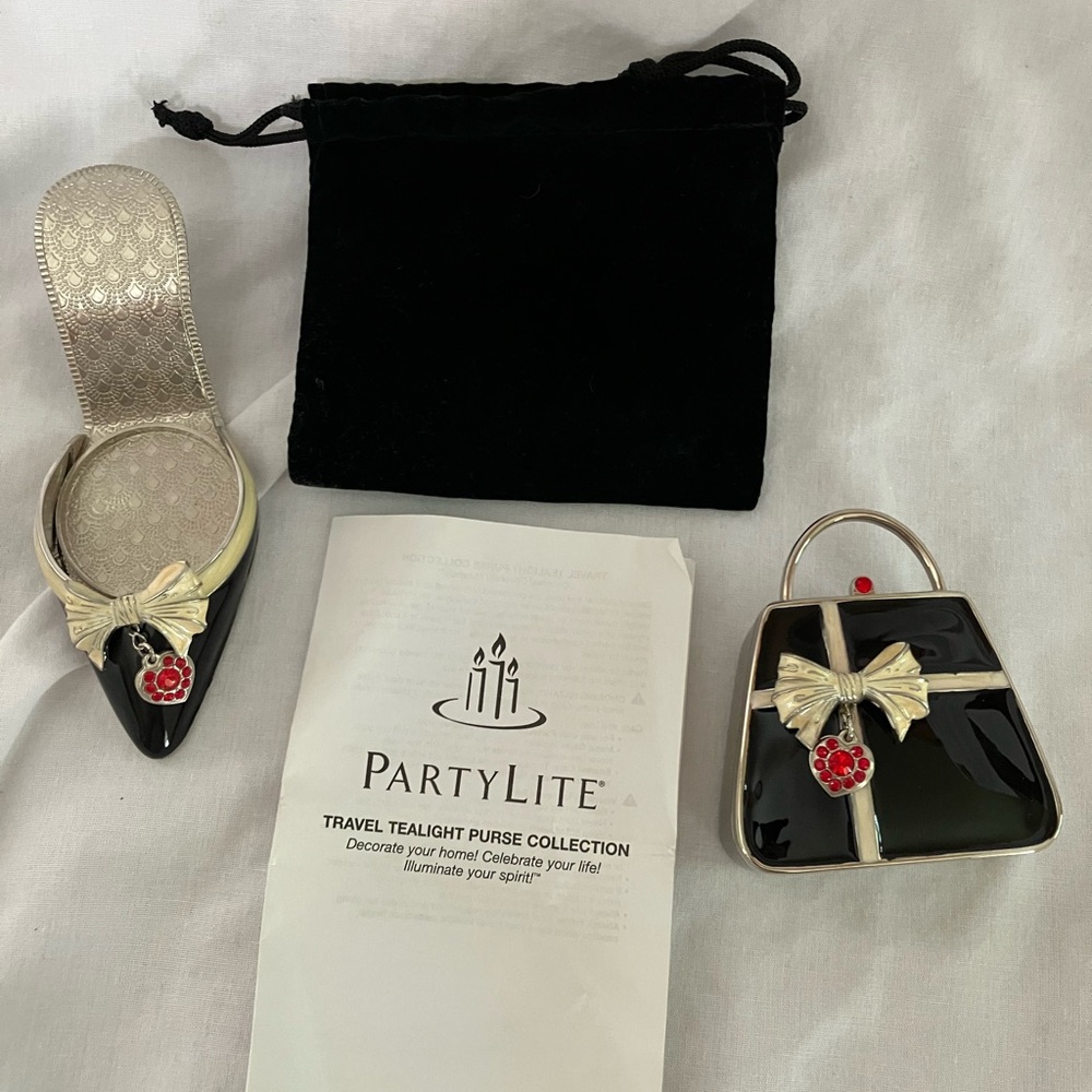 PartyLite Audrey T-Lite Purse & High Heel Candle Holders - Pristine, Never Used